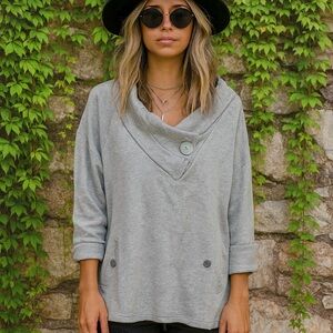 NEON BUDDHA Gray Rib Knit Athleisure Pullover, S